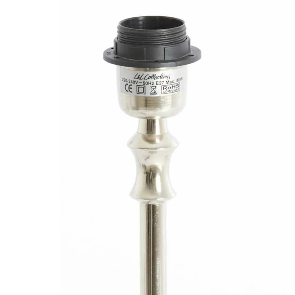 Detail of the E27 socket and turned nickel collar at the top of the KOTA lamp stem