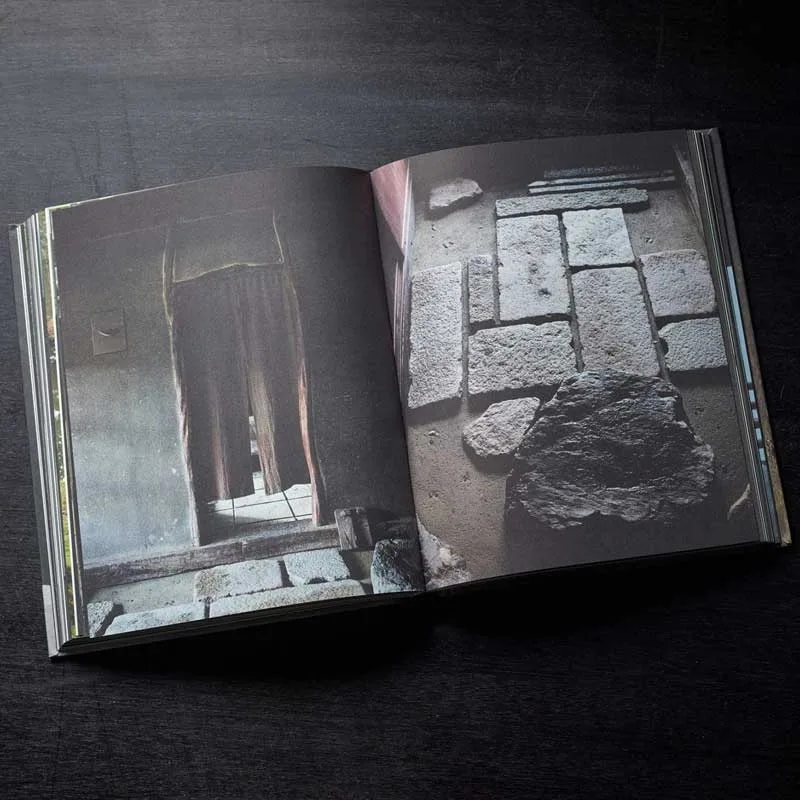 Wabi Inspirations spread pairing a doorway curtain photo with a close-up of an irregular stone floor