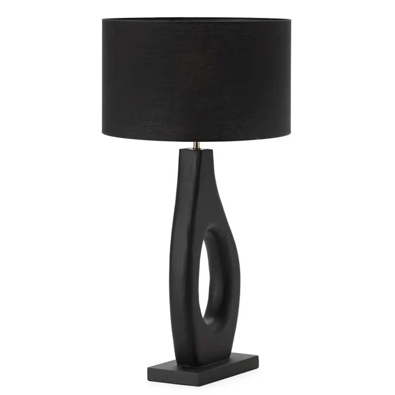 Lámpara de Mesa sin Pantalla – Madera de Mango y Metal, Acabado Negro/Dorado