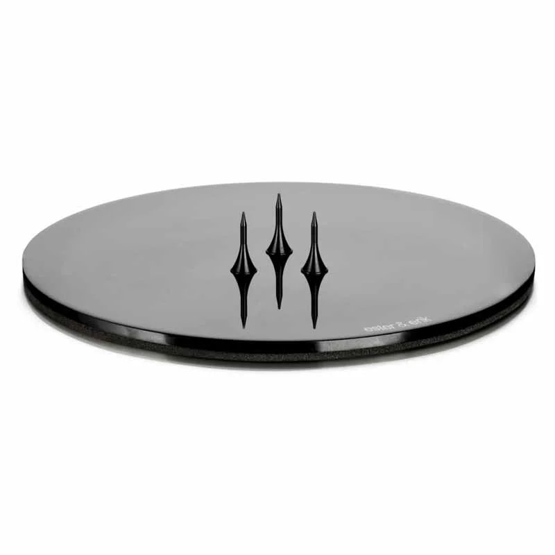 Plato para velas pequeño, negro, brillante