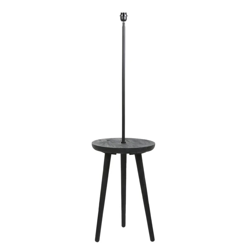 TOLFA Side Table + Floor Lamp – Ø40x135 cm, Matt Black