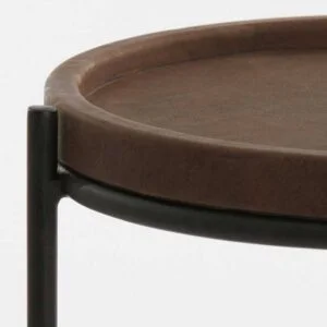 Side table JAIRO leather dark brown + black