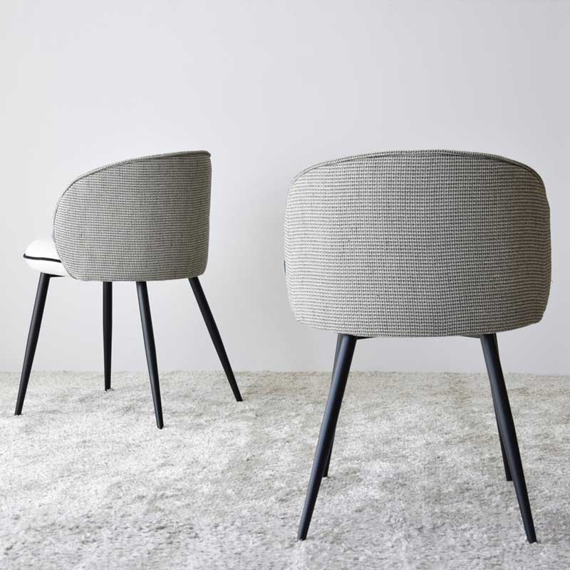 Set 2 dining chairs Black beige pattern