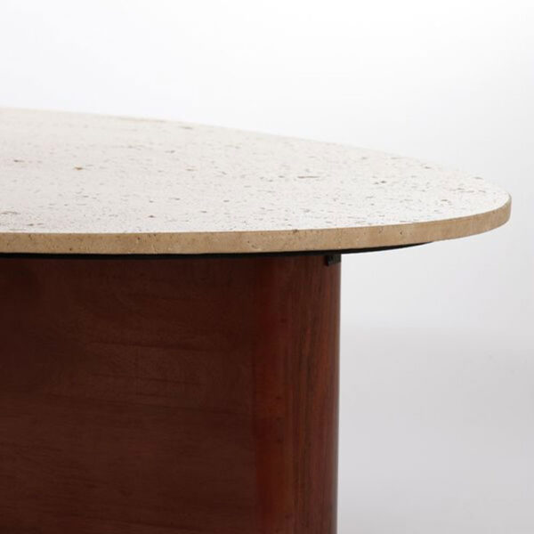 Coffee table MAHELONA 90x72x31 cm travertine sand + wood brown
