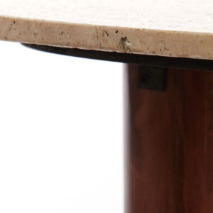 Coffee table MAHELONA 90x72x31 cm travertine sand + wood brown