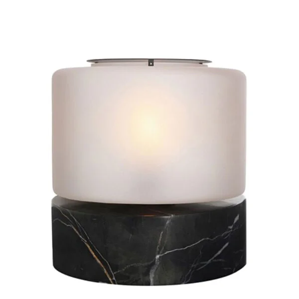 Table lamp Drum Marble S - Frosted/Black