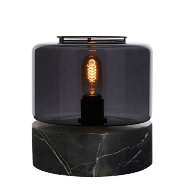 Table lamp Drum Marble S - Black/Black