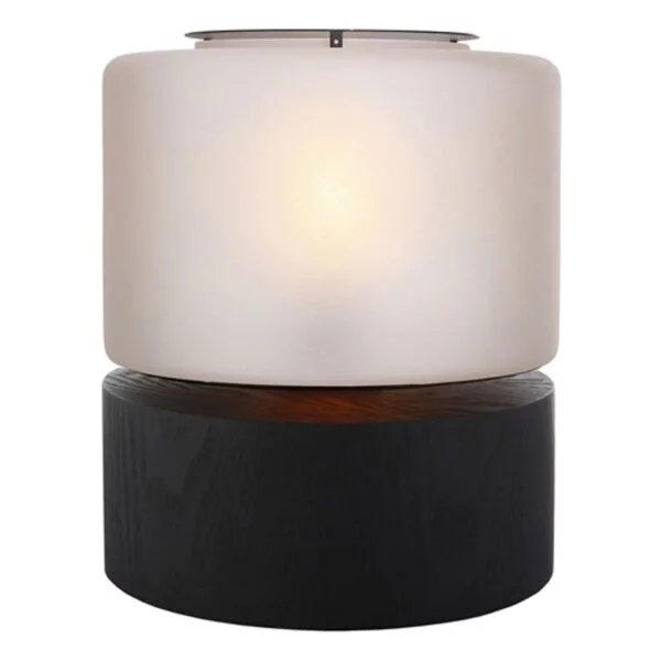Table lamp Drum Wood L - Frosted/Black