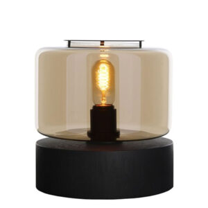Table lamp Drum Wood S - Champagne/Black