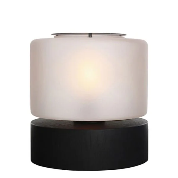 Table lamp Drum Wood S - Frosted/Black