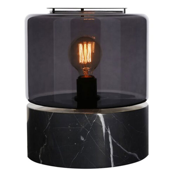 Table lamp Drum Marble L - Black/Black