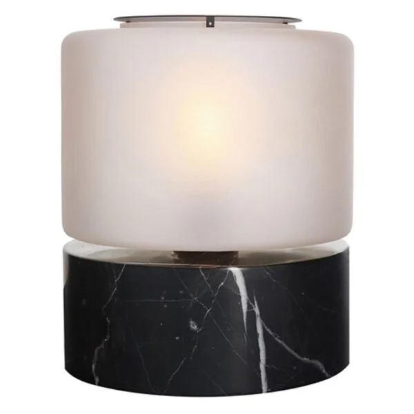 Table lamp Drum Marble L - Frosted/Black