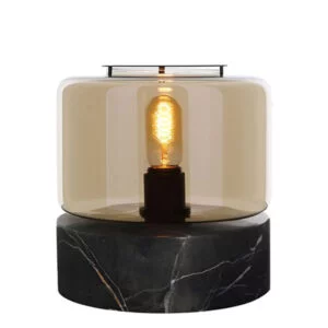 Table lamp Drum Marble S - Champagne/Black