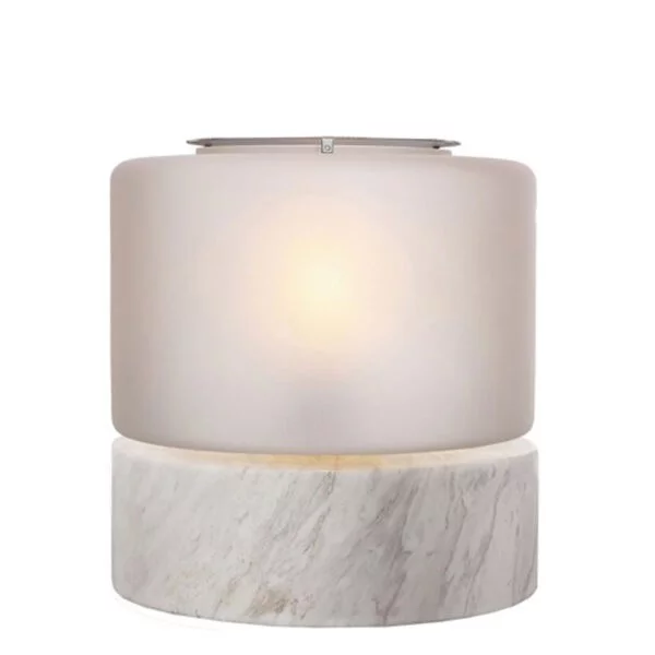 Table lamp Drum Marble S - Frosted/White