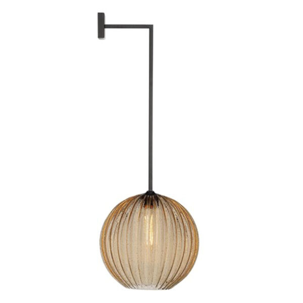 Wandlamp Pendel - Champagne Goud Stof/Zwart