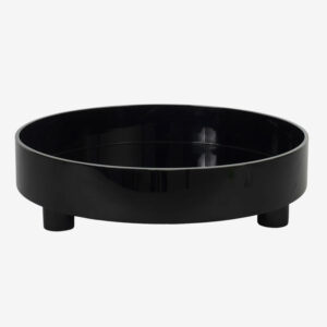 Round lacquer tray w legs black
