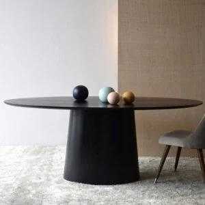 Oval Dining Table - Matt Black Ash Veneer