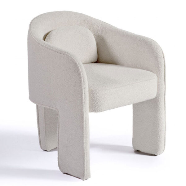 Off-white upholstered dining armchair