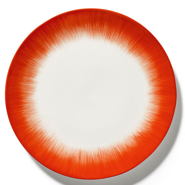 Dinner plate white/red variation 5 Dé