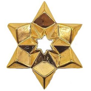 Adorno de Estrella ORIGAMI de Porcelana Hecha a Mano – Baño de Oro de 24K