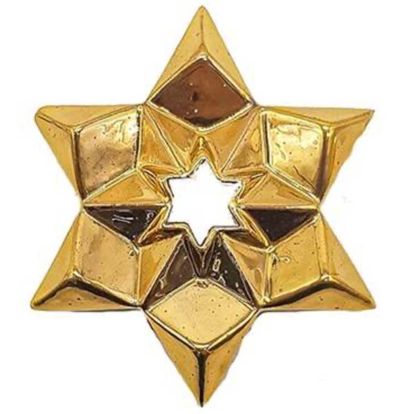 Adorno de Estrella ORIGAMI de Porcelana Hecha a Mano – Baño de Oro de 24K