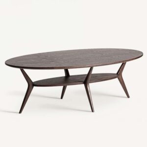 Terborg Coffee Table: Art Deco Style in Warm Brown Ash Wood