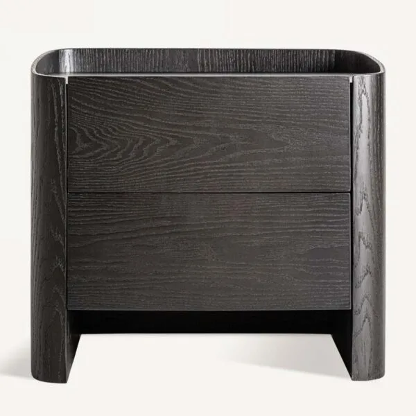 Mesa de Noche Wolfach: Estilo Art Deco con Chapa de Roble Negro