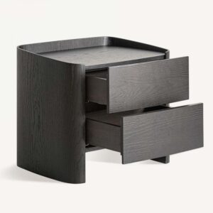 Mesa de Noche Wolfach: Estilo Art Deco con Chapa de Roble Negro