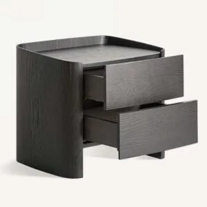 Mesa de Noche Wolfach: Estilo Art Deco con Chapa de Roble Negro