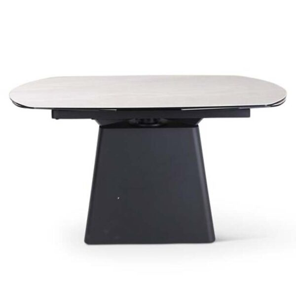 Mesa Extensible PICO 140/220: Elegancia Cerámica con Patas de Metal Negro