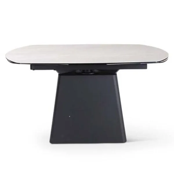 PICO Extension Table 140/220: Ceramic Elegance with Black Metal Legs