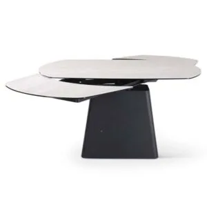 PICO Extension Table 140/220: Ceramic Elegance with Black Metal Legs