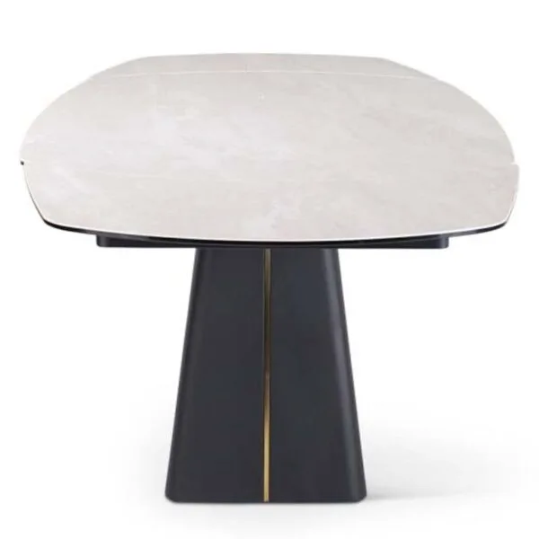 PICO Extension Table 140/220: Ceramic Elegance with Black Metal Legs