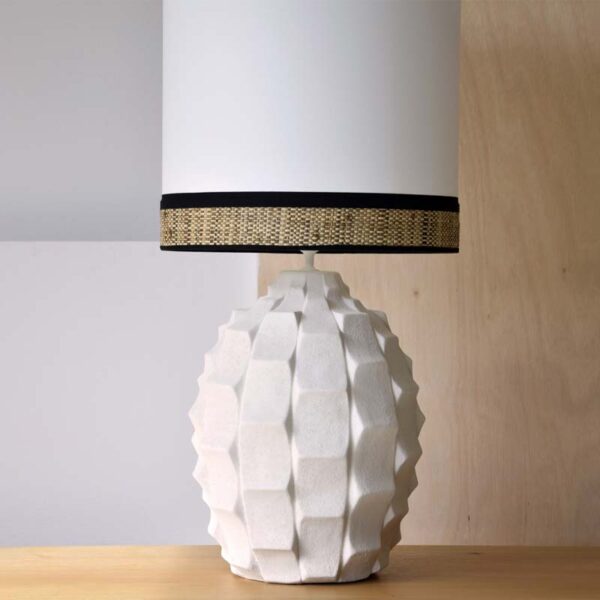 Ceramic Table Lamp Elena w/Shade: Natural Elegance with a Stone-like Finish