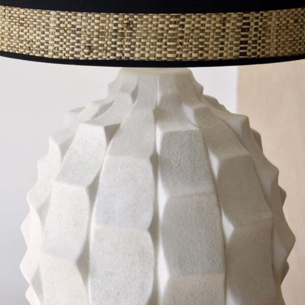 Ceramic Table Lamp Elena w/Shade: Natural Elegance with a Stone-like Finish