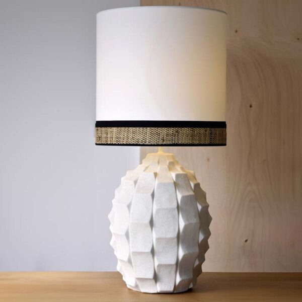 Ceramic Table Lamp Elena w/Shade: Natural Elegance with a Stone-like Finish