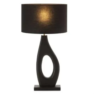 Table Lamp Without Lampshade – Mango Wood & Metal, Black/Golden Finish