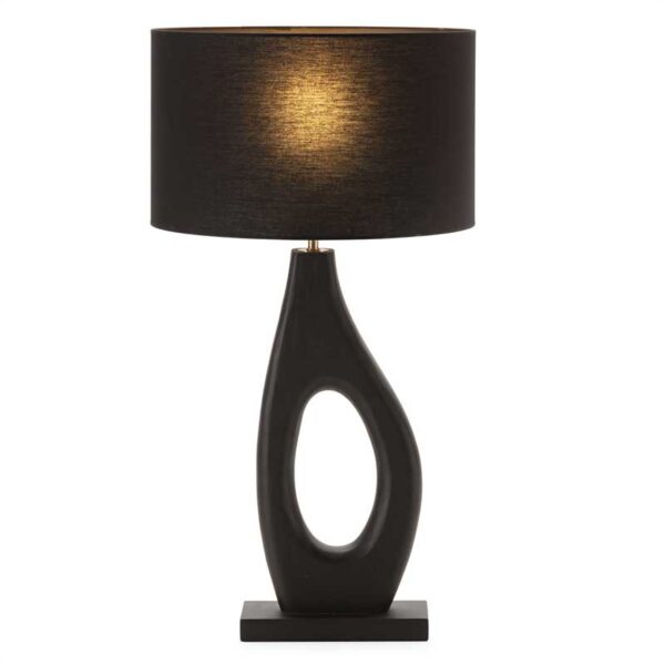 Table Lamp Without Lampshade – Mango Wood & Metal, Black/Golden Finish