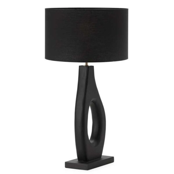 Table Lamp Without Lampshade – Mango Wood & Metal, Black/Golden Finish