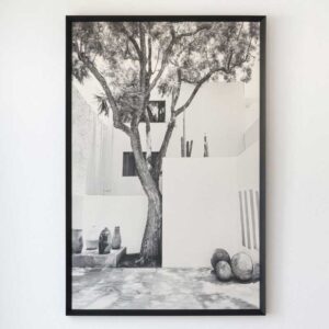 Photograph on Linen The Patio N1 – Black & White Architectural Art (100x5.3x150 cm)