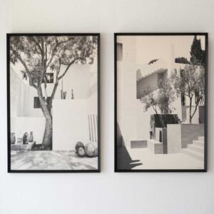 Photograph on Linen The Patio N1 – Black & White Architectural Art (100x5.3x150 cm)