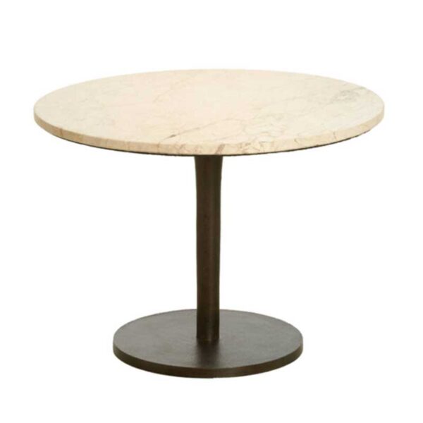 Side Table Ø61x41 cm PAZO – Sand-Pink Marble + Dark Brown Metal