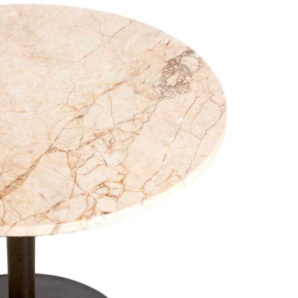 Side Table Ø61x41 cm PAZO – Sand-Pink Marble + Dark Brown Metal