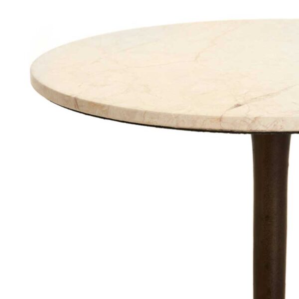 Side Table Ø61x41 cm PAZO – Sand-Pink Marble + Dark Brown Metal