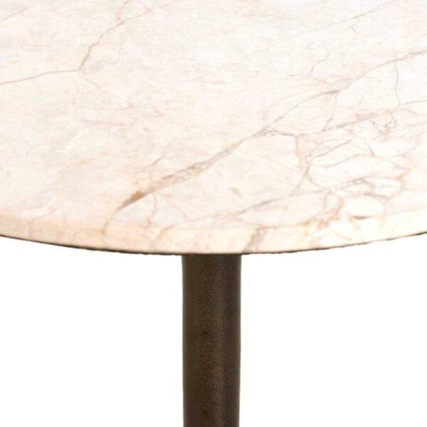 Side Table Ø61x41 cm PAZO – Sand-Pink Marble + Dark Brown Metal