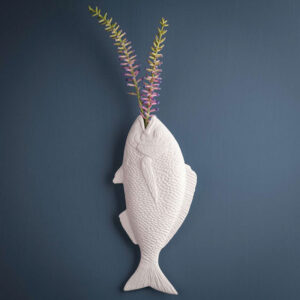 Peter Barsch Wall Vase – Fish-Shaped Bone China Porcelain (28 cm)