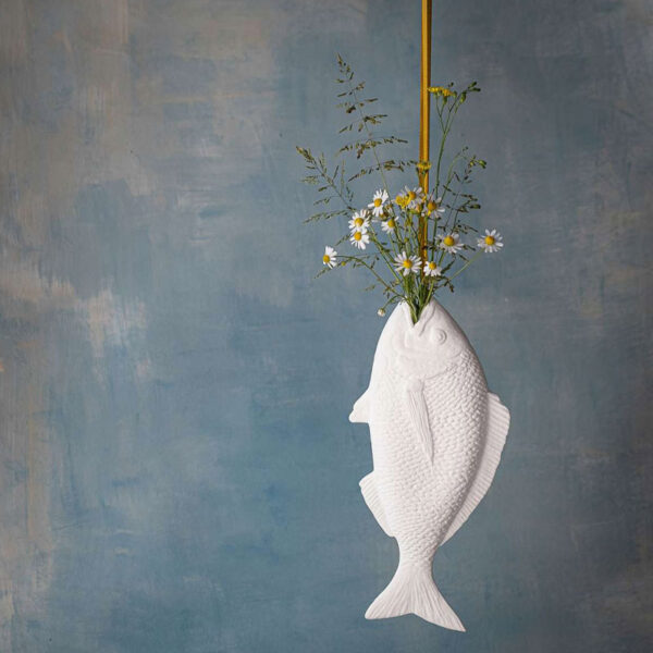 Peter Barsch Wall Vase – Fish-Shaped Bone China Porcelain (28 cm)