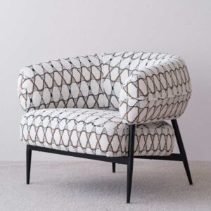 Geometric Upholstered Armchair – Contemporary Round Design