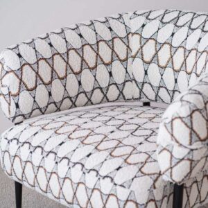 Geometric Upholstered Armchair – Contemporary Round Design