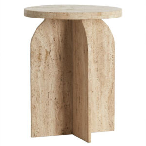 OTINIA Side Table – Ø41 x 56 cm – Travertine Sand